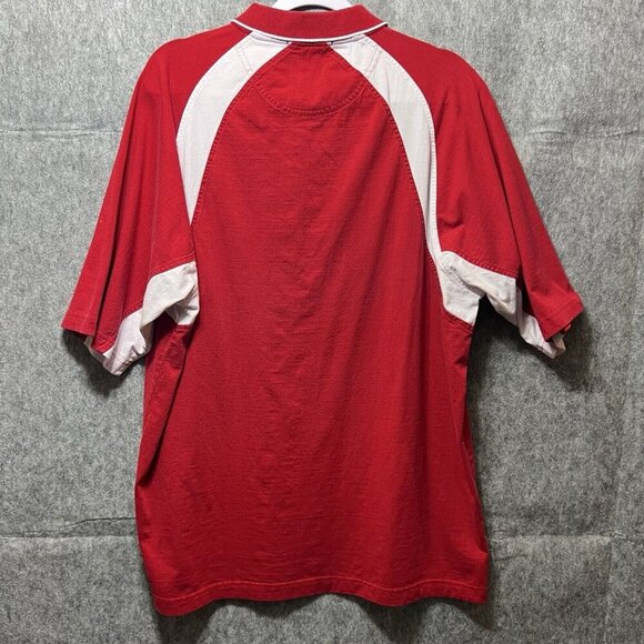 McKenzie Pointe Polo Shirt Mens Large Red‎ White Short Sleeve Raglan Color Block - Picture 7 of 7